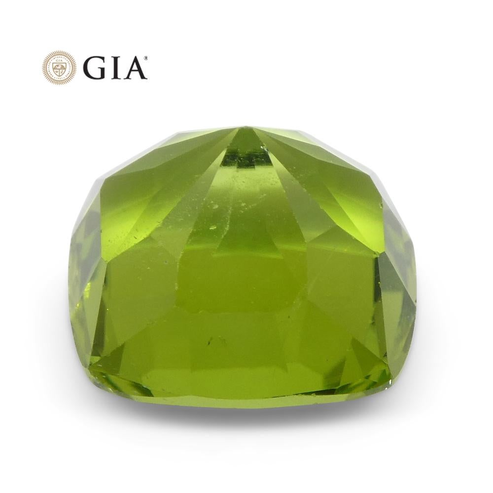 6.88ct Cushion Yellowish Green Peridot GIA Certified For Sale 6