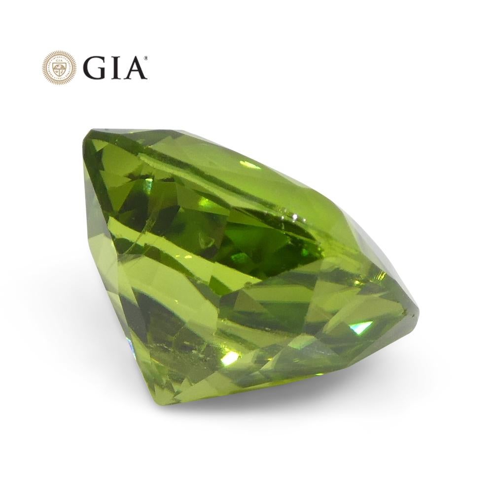 6.88 Carat Cushion Yellowish Green Peridot GIA Certified For Sale 6