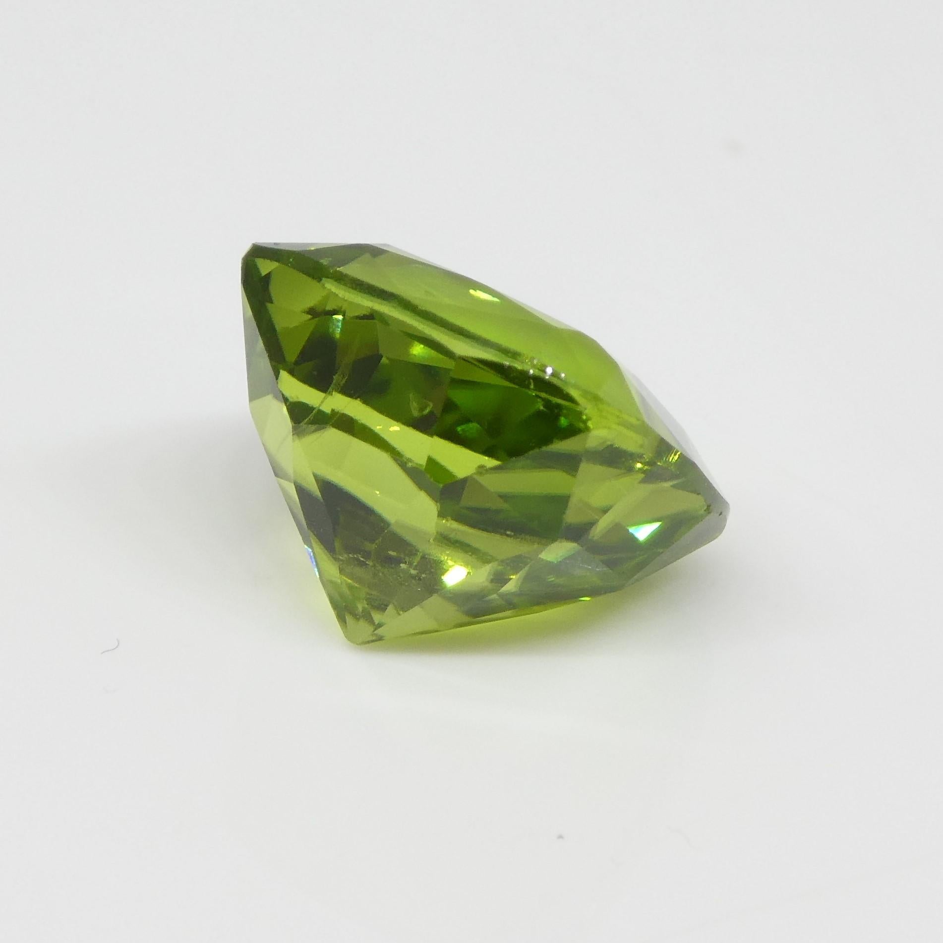 6.88 Carat Cushion Yellowish Green Peridot GIA Certified For Sale 7