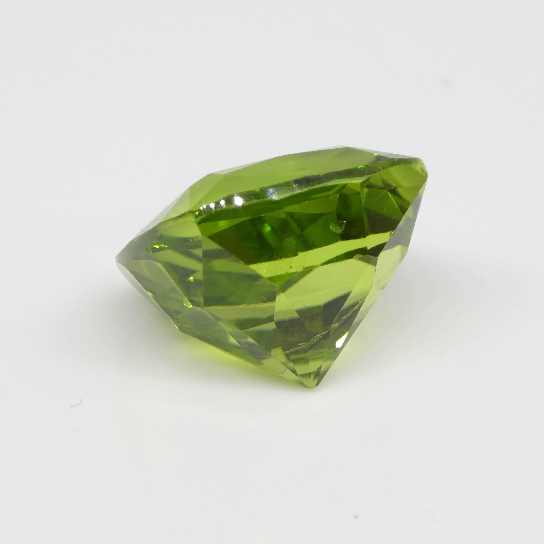 6.88 Carat Cushion Yellowish Green Peridot GIA Certified For Sale 8