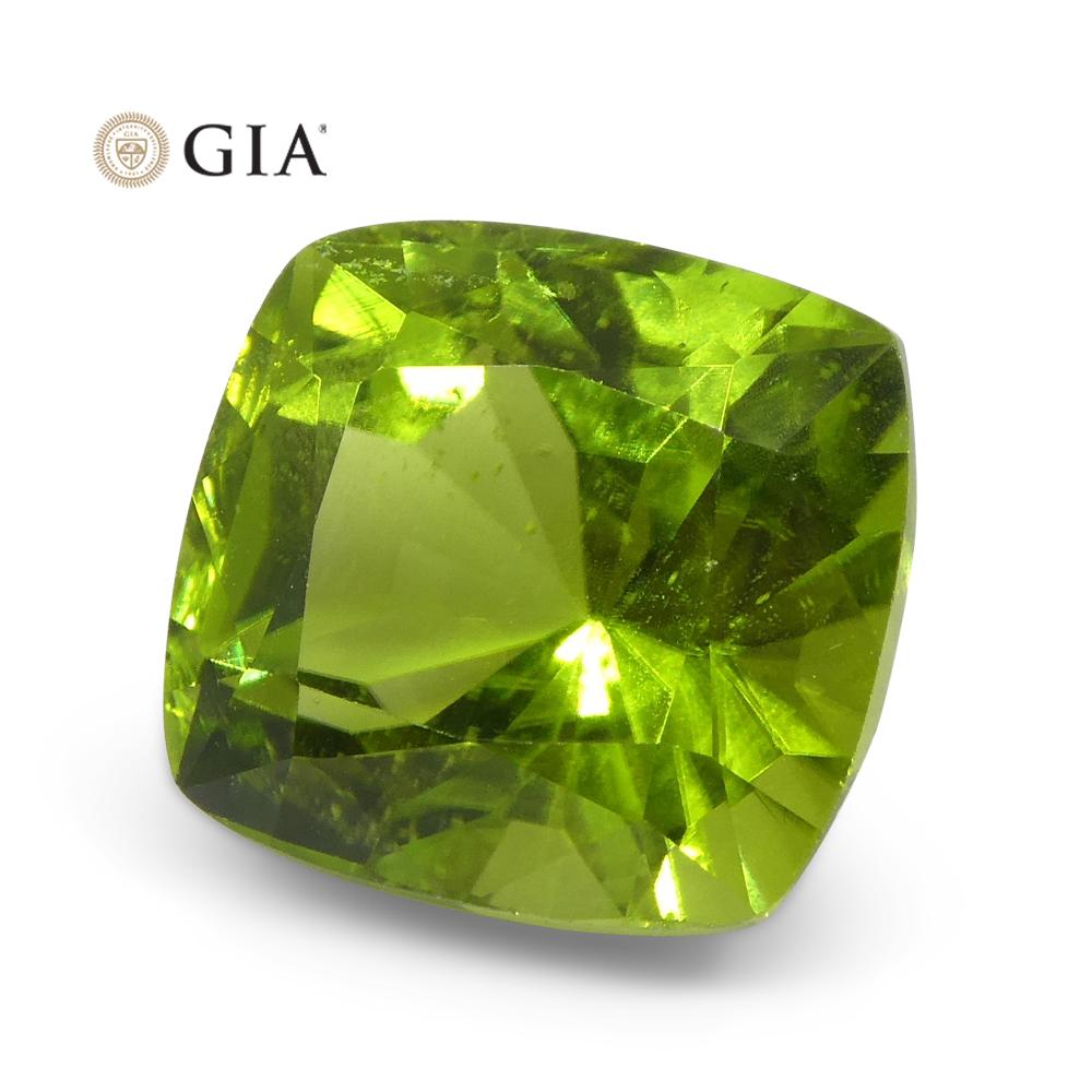 6.88ct Cushion Yellowish Green Peridot GIA Certified For Sale 9