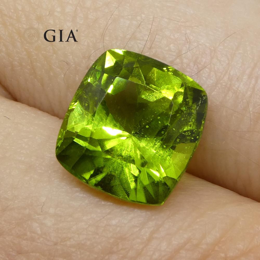 6.88ct Cushion Yellowish Green Peridot GIA Certified For Sale 10