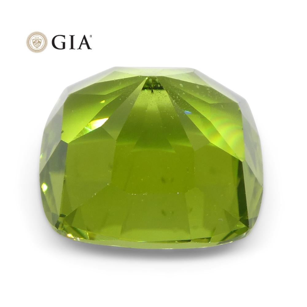 6.88ct Cushion Yellowish Green Peridot GIA Certified For Sale 2