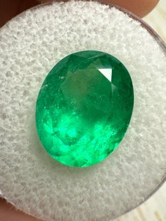 6,89 Carati 13,6x11 Muzo Smeraldo Colombiano Verde Giallastro - Ovale Gemma di maggio