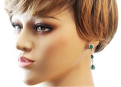 6.89 Carat Colombian Emerald and 1.79 Carat Diamonds 18 Karat Gold Drop Earrings