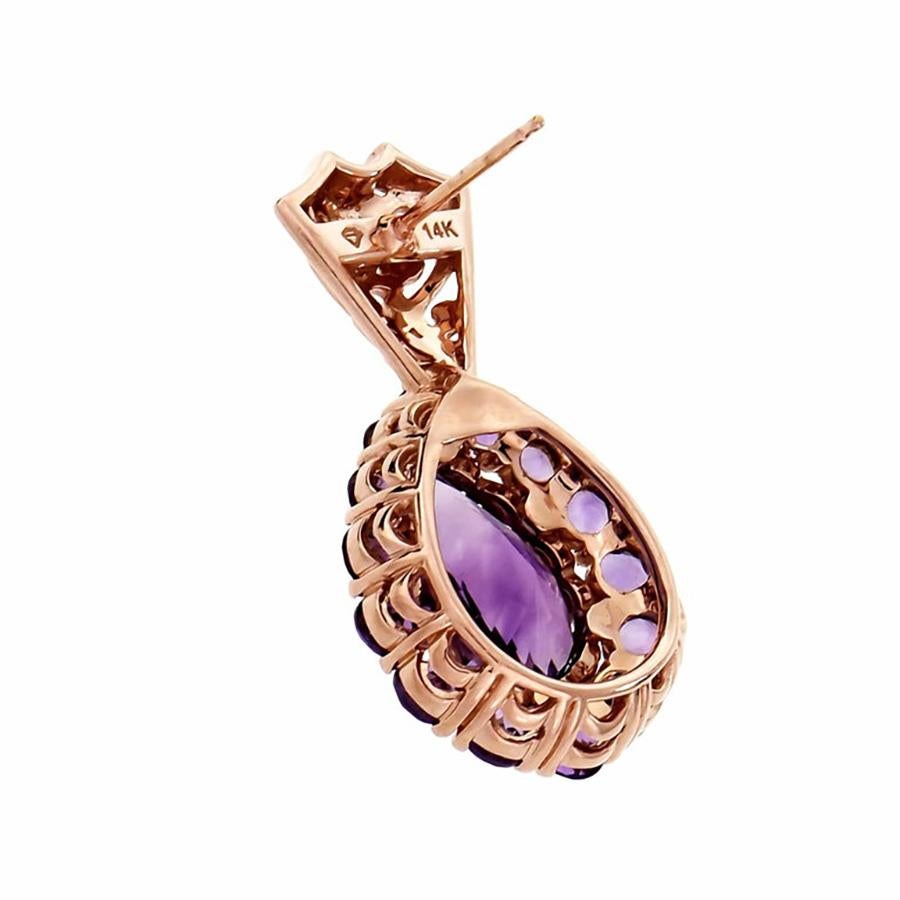 Taglio a goccia Orecchini pendenti in oro rosa con ametista viola da 6,89 carati in vendita