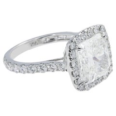 6.89 Carat Radiant Diamond Ring Brilliant White 18K White Gold