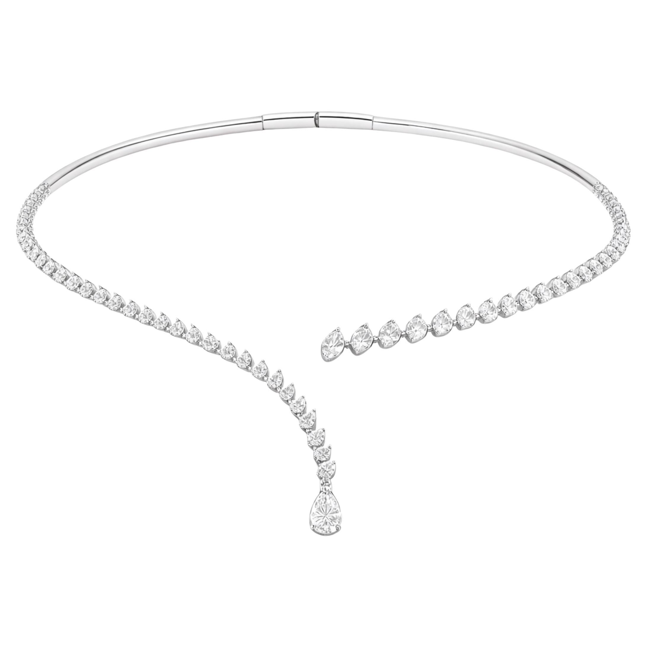 Collana aperta con diamanti naturali da 6,89 carati in oro bianco 14K Regalo di gioielli
