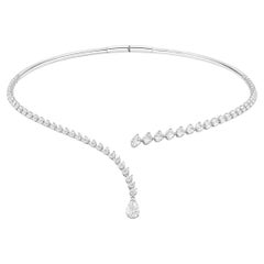 6.89 Carat SI/H Diamond Marquise Choker Collar Necklace 14K White Gold
