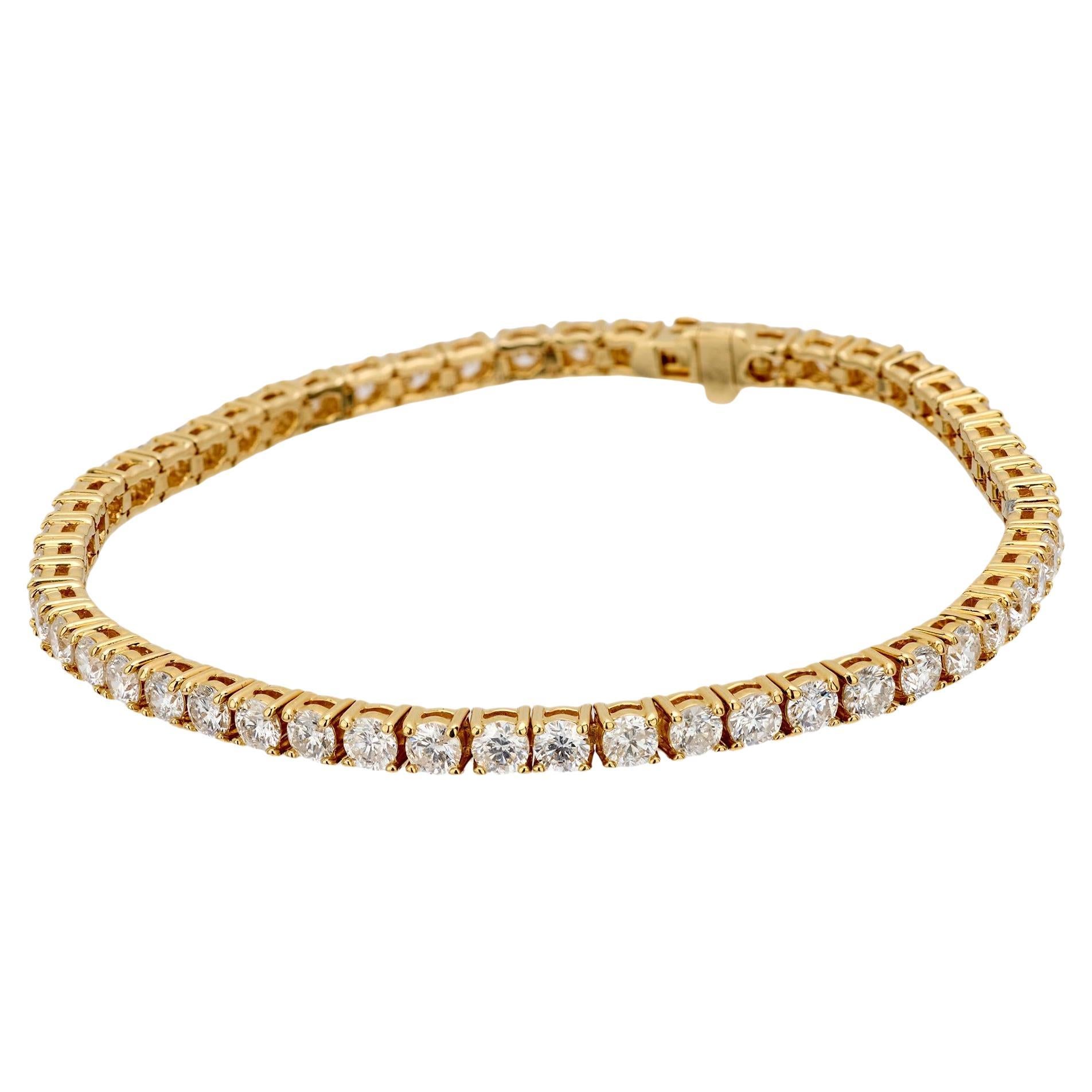 6,89 Karat Gesamtgewicht Diamant 14k Gelbgold Tennisarmband