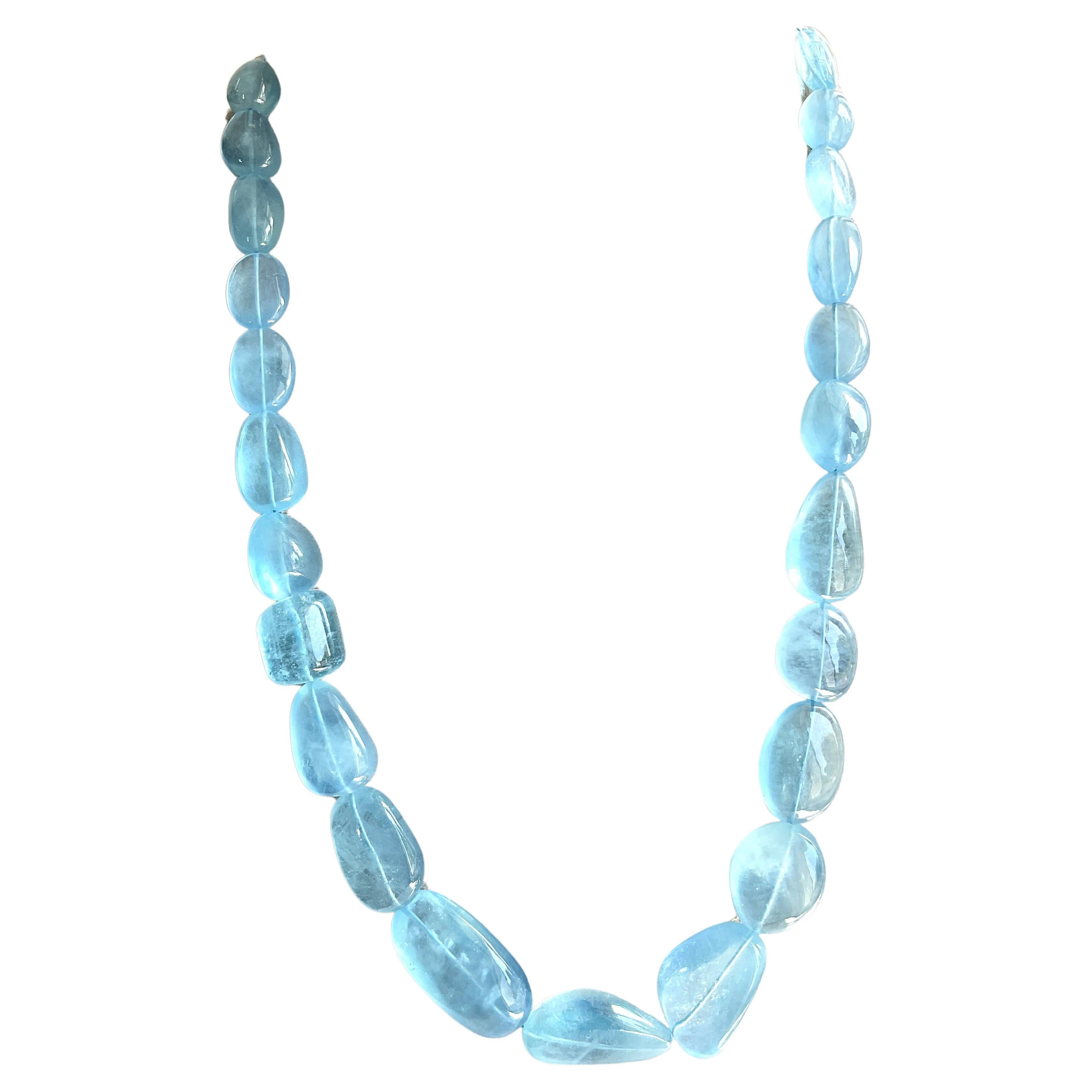 689.65 cts Aquamarine necklace smooth 1 Strand Necklace Top Quality Natural Gem  For Sale