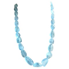 689.65 cts Aquamarine necklace smooth 1 Strand Necklace Top Quality Natural Gem 