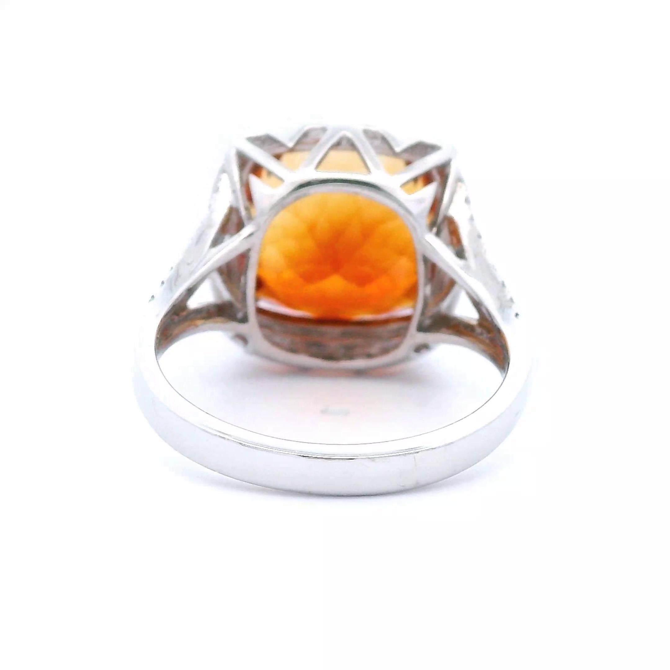 Cushion Cut 6.89ct Pear Citrine & Diamond Ring White Gold For Sale