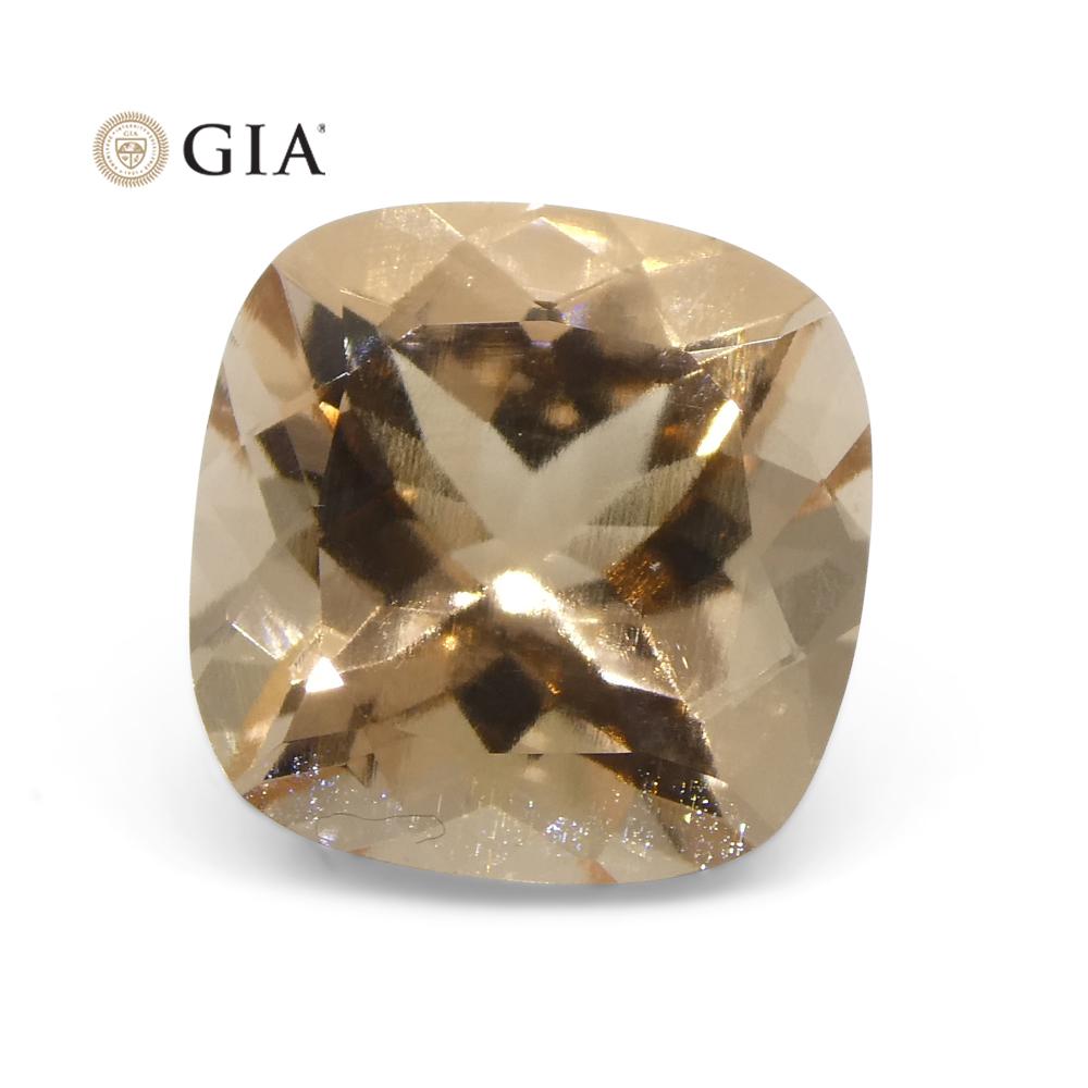 6.8ct Cushion Pinkish Orange Morganite GIA Certified For Sale 7