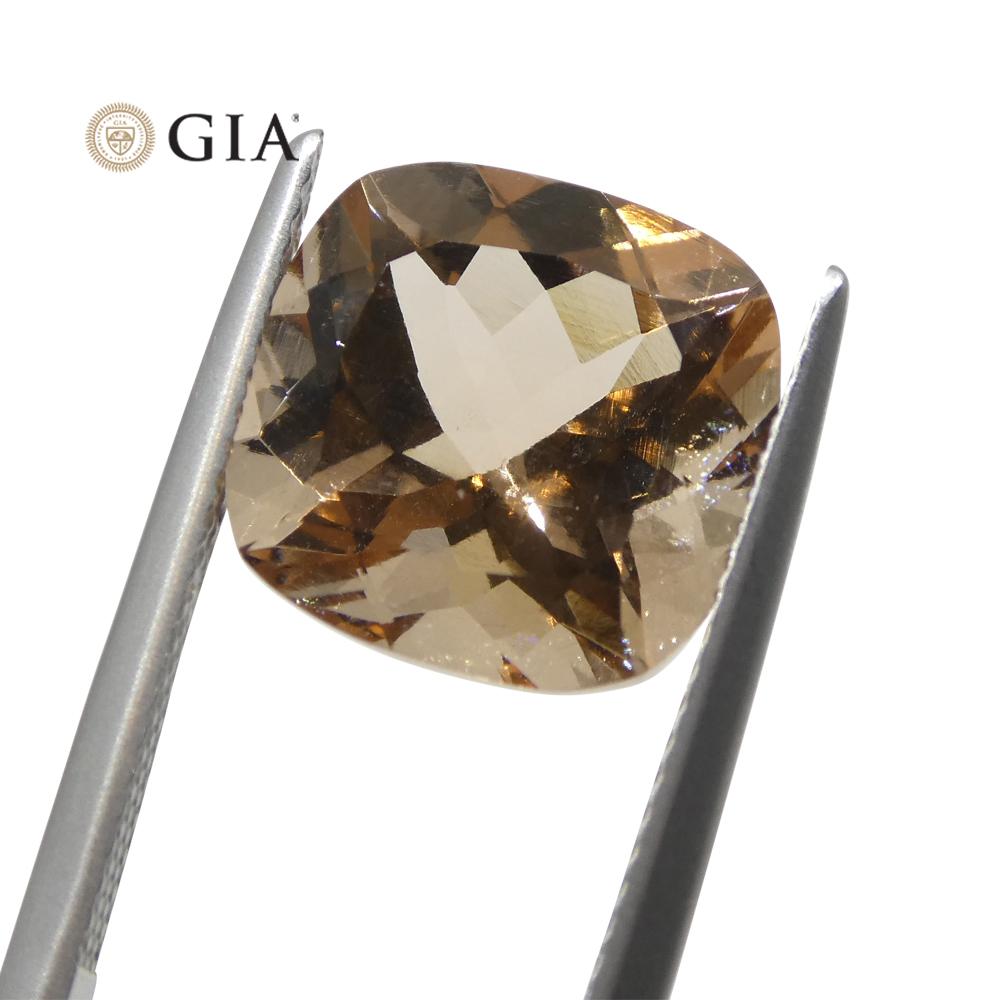 6.8ct Cushion Pinkish Orange Morganite GIA Certified In New Condition For Sale In Toronto, Ontario