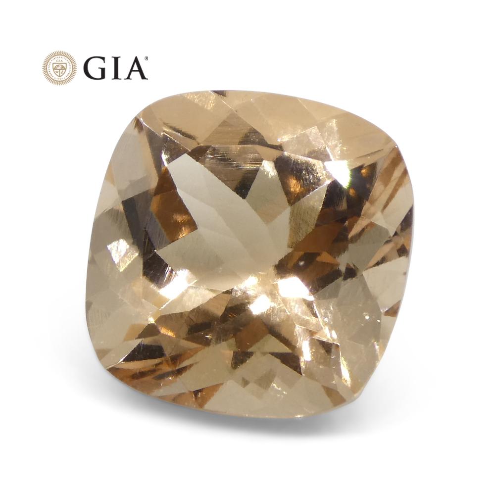 6.8 Carat Cushion Pinkish Orange Morganite GIA Certified For Sale 2