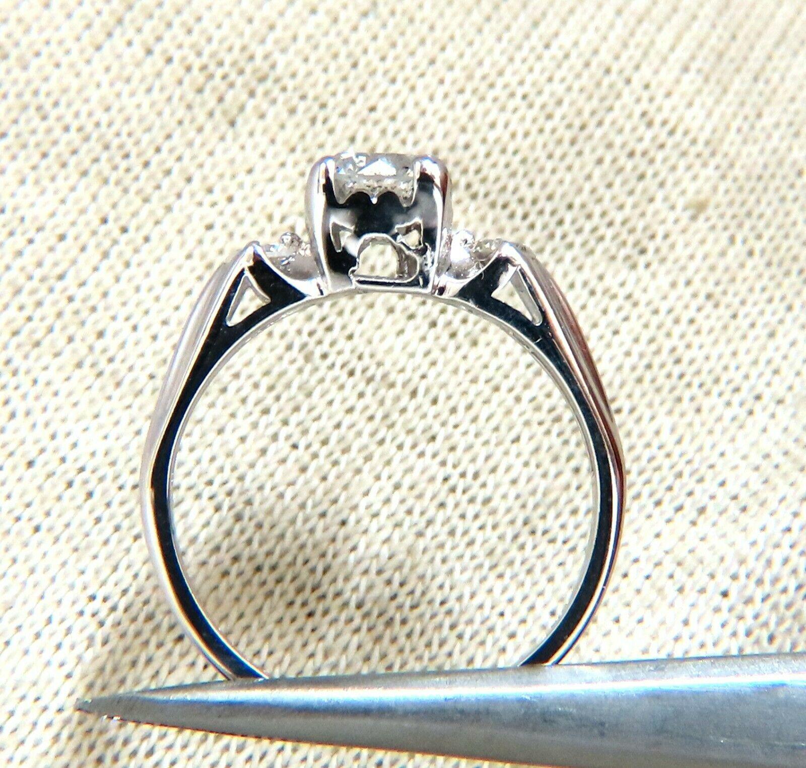 Round Cut .68ct Diamond Solitaire Ring + Band 14kt Set For Sale