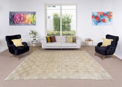 6.8x10 Ft Floral Pattern Green Area Rug, Vintage Handmade Anatolian Area Rug