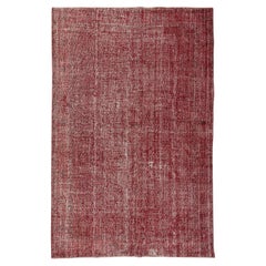 6.8x10 Ft Hand Knotted Vintage Turkish Rug Over-Dyed in Red 4 Modern Interiors