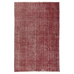 Alfombra turca vintage anudada a mano y teñida en rojo 4 Modern Interiors