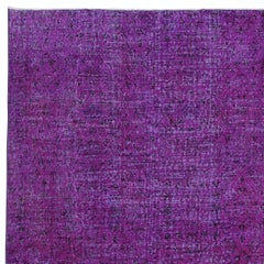 6.8x10 Ft Hand Made Floral Pattern Large Purple Rug. Ideal for Modern Interiors