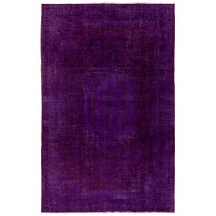 Tappeto turco 6.8x10 Ft fatto a mano in viola. Ideale per gli interni contemporanei