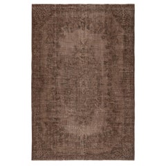 Tappeto turco vintage fatto a mano da 6,8x10 Ft, sovratinto in marrone per interni moderni