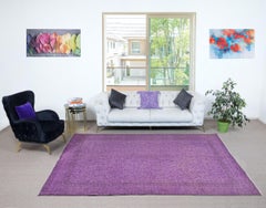 6.8x10 Ft Modern Purple Color Rug, Handmade Turkish Carpet, Bohemian Home Decor