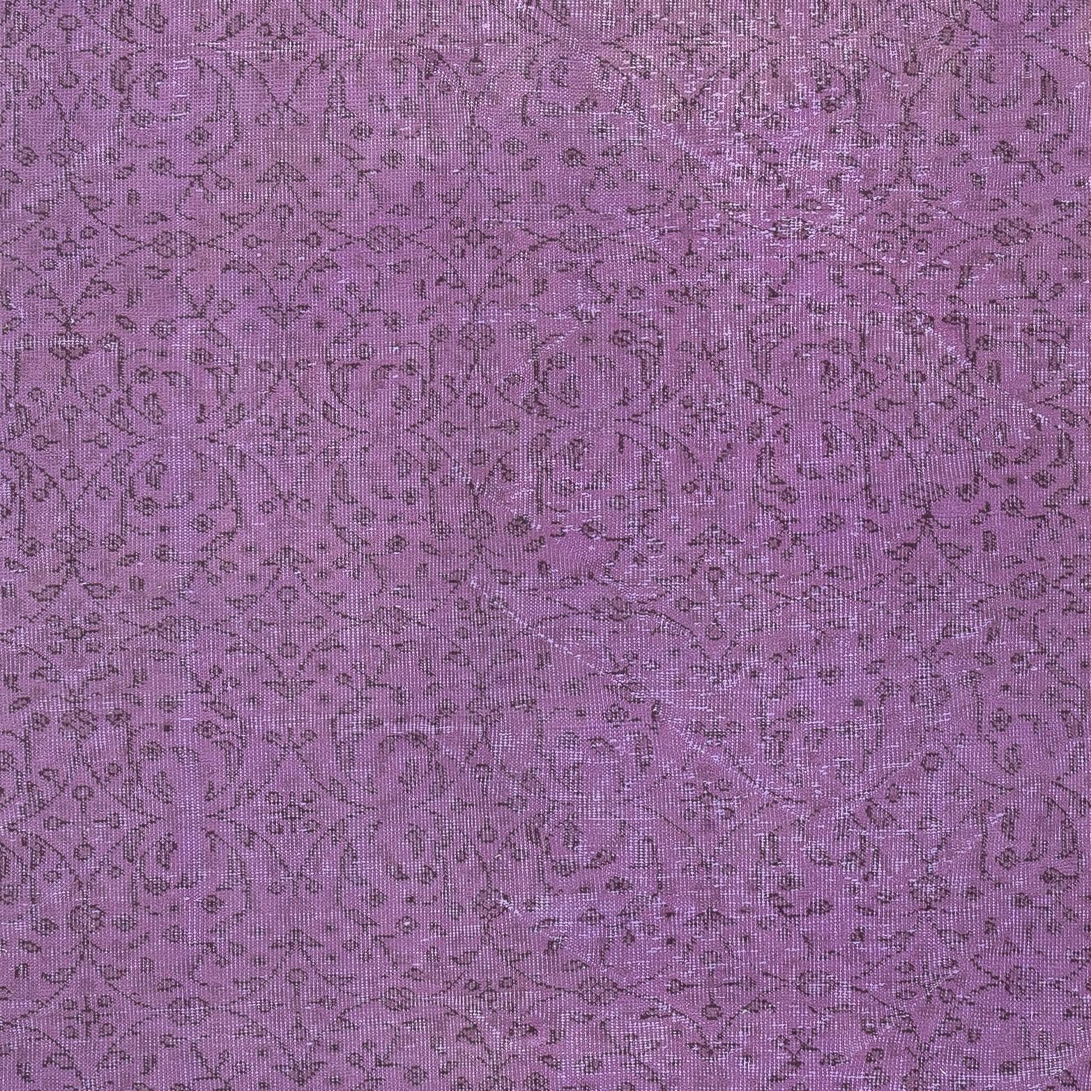 Annodato a mano Tappeto Modern Color viola 6.8x10 Ft, Tappeto turco fatto a mano, arredamento bohémien in vendita