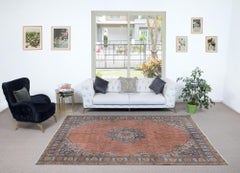 6.8x10 Ft One of a Kind Handknotted Vintage Area Rug, Traditional Turkish Carpet