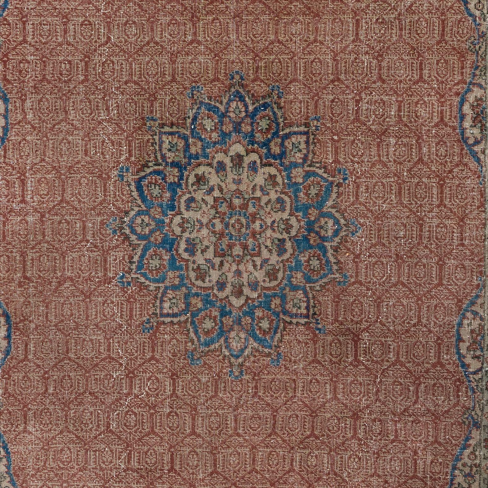 6,8x10 Ft Einzigartiger handgeknüpfter Vintage-Teppich, traditioneller türkischer Teppich (Handgeknüpft) im Angebot