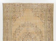 6.8x10 Ft One of a Kind Vintage Hand Knotted Oushak Area Rug in Soft Colors