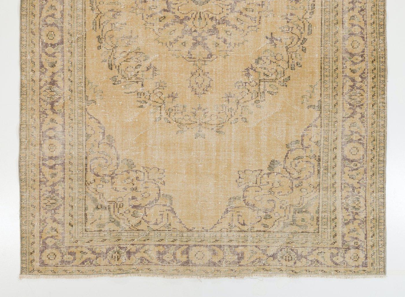 Turkish 6.8x10 Ft One of a Kind Vintage Hand Knotted Oushak Area Rug in Soft Colors For Sale