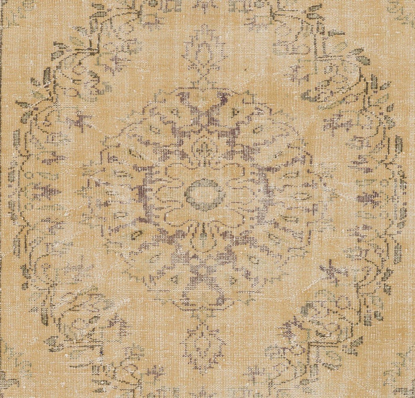 Hand-Knotted 6.8x10 Ft One of a Kind Vintage Hand Knotted Oushak Area Rug in Soft Colors For Sale
