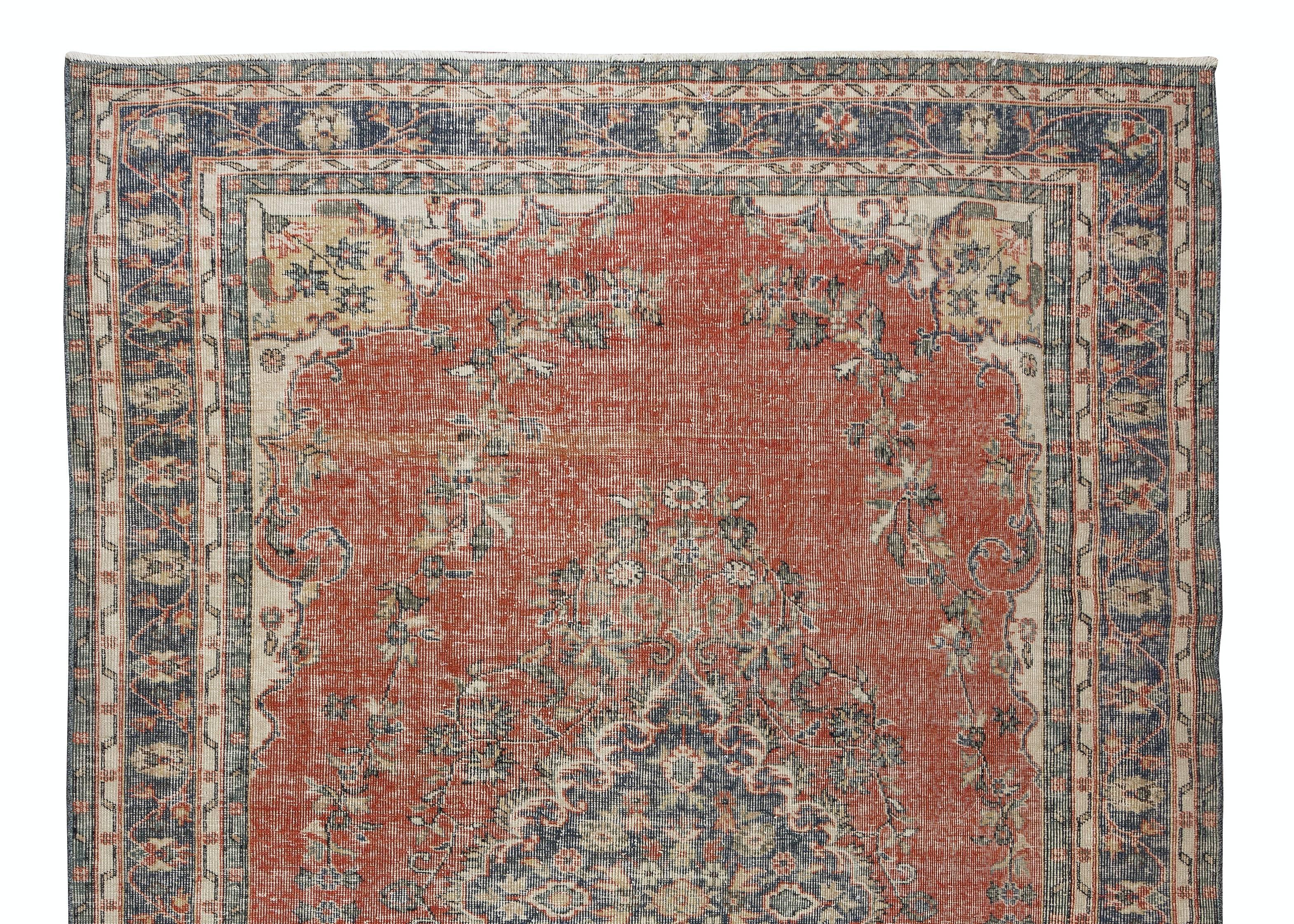 Hand-Woven 6.8x10 Ft Vintage Handmade Turkish Rug for Living Room Decor, Home Decor Carpet For Sale
