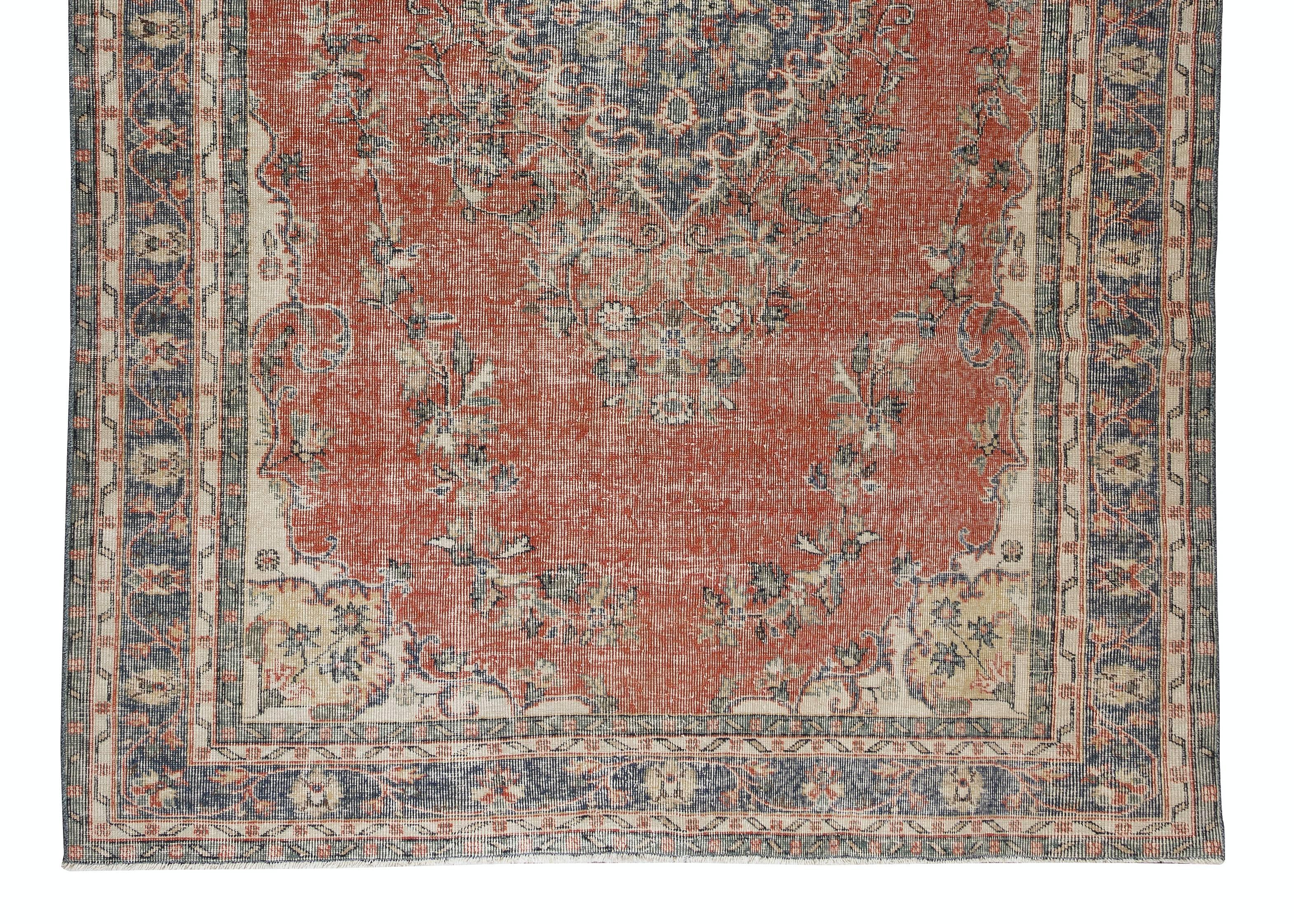 Hand-Woven 6.8x10 Ft Vintage Handmade Turkish Rug for Living Room Decor, Home Decor Carpet For Sale