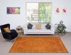 6.8x10 Ft Vintage Handmade Turkish Rug Overdyed in Orange für moderne Interieurs