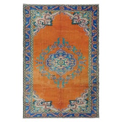 6.8x10 Ft Vintage Oriental Rug, Ca 1960, Handmade Turkish Tribal Carpet