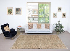 6.8x10 Ft Vintage Turkish Handknotted Wool Rug. Floral Patterned Area Carpet