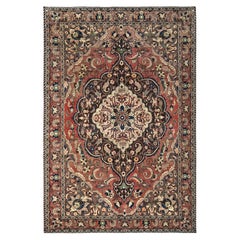 6'8"x10'1" Coral Red Vintage Persian Bakhtiar Hand Knotted All Wool Oriental Rug
