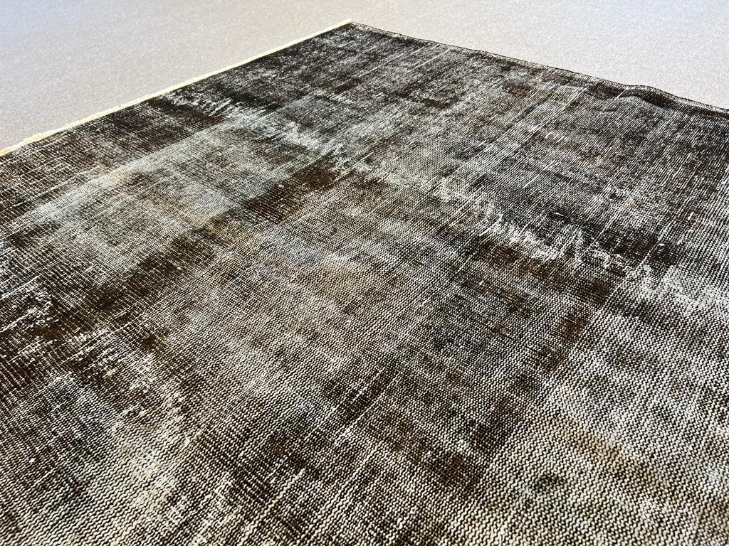 6.8x10.2 Ft Distressed Mid-20th Century Handmade Anatolian Rug Re-Dyed in Brown For Sale 3
