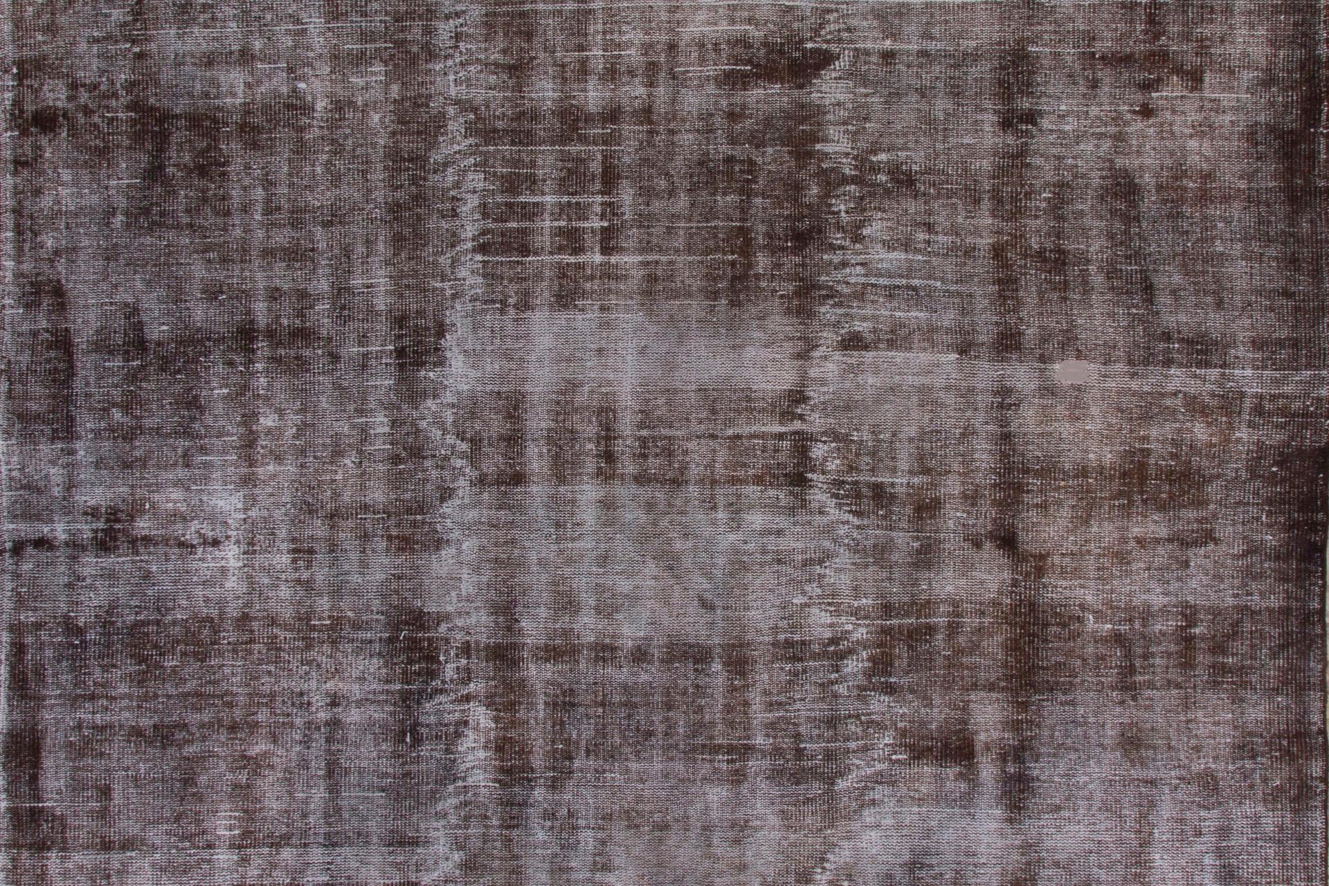 6.8x10.2 Ft Distressed Mid-20th Century Handmade Anatolian Rug Re-Dyed in Brown For Sale 9