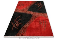 Tapis turc moderne vintage 6,8x10,2 Ft conçu par le chanteur et artiste Zeki Muren