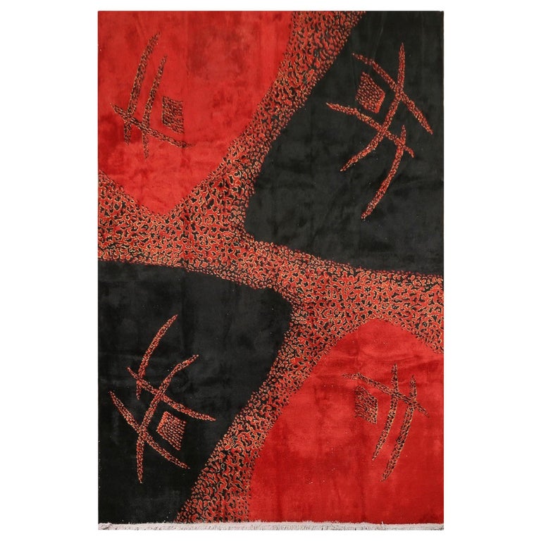 Turkish Rug Artist Distorted 6.8x10.2 Ft Vintage Modern Turkish Rug Designed by Singer and Artist ...