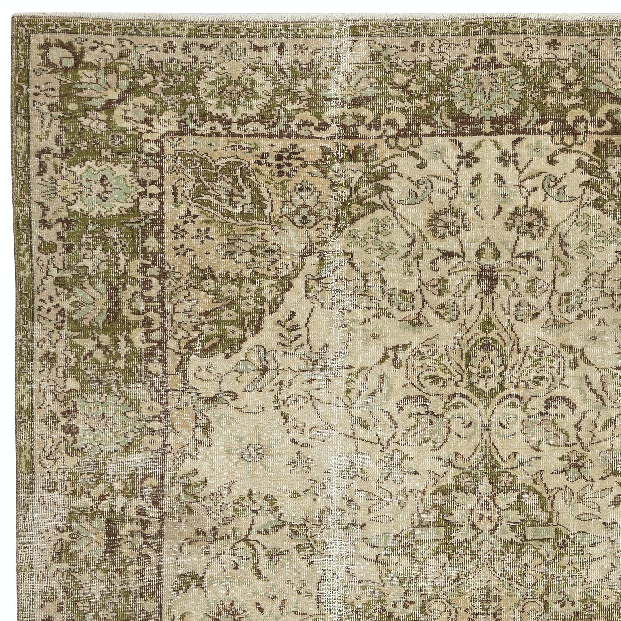 6.8x10.2 Ft Vintage türkischen handgeknüpften Wollteppich für gemütliche Bauernhaus Interieurs (Handgeknüpft) im Angebot