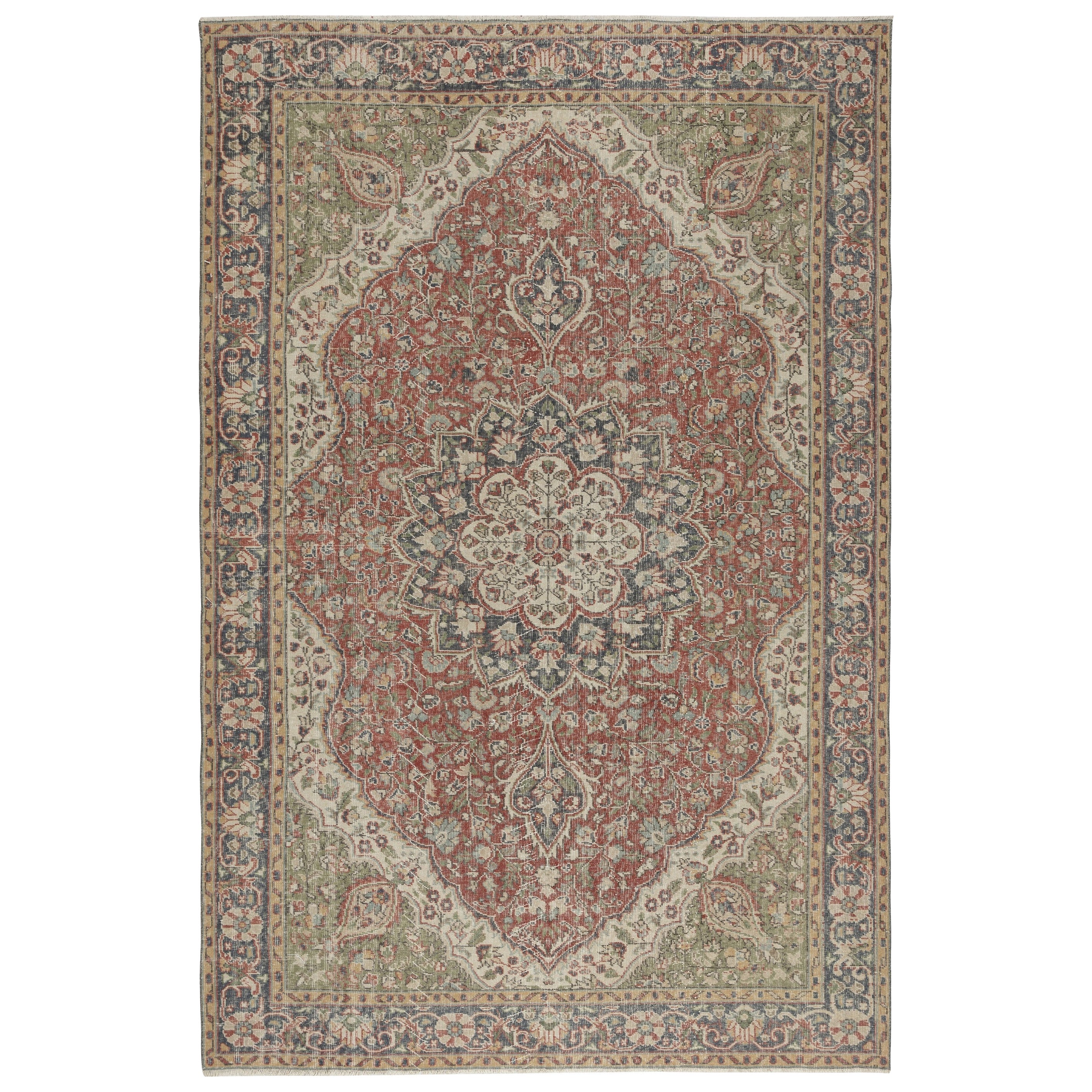 6.8x10.2 Ft Vintage Türkisch Rot Teppich für Wohnzimmer Dekor. Handgefertigter Wollteppich