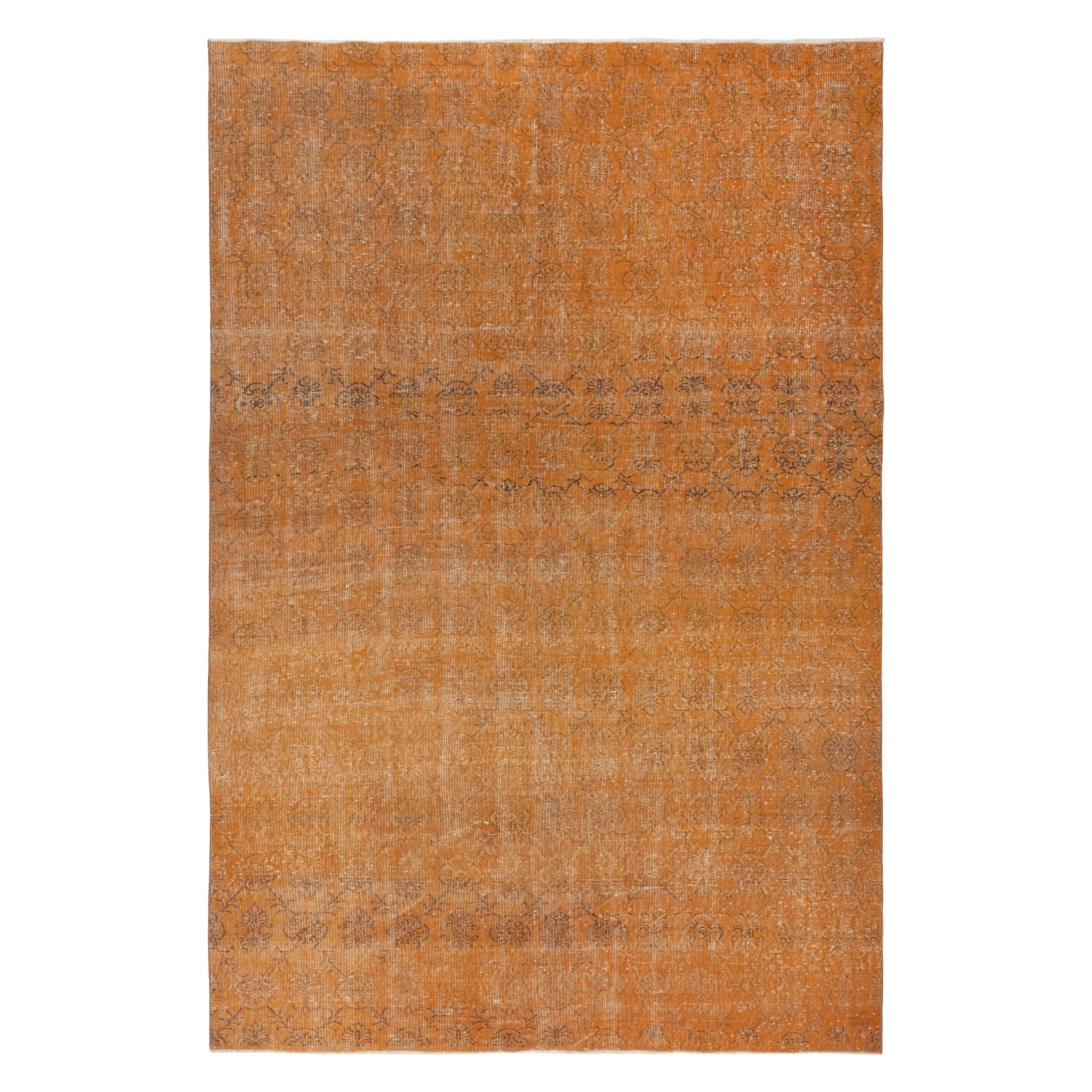 Tappeto 6.8x10.3 Ft tinto di arancione. Tappeto vintage turco fatto a mano per il soggiorno