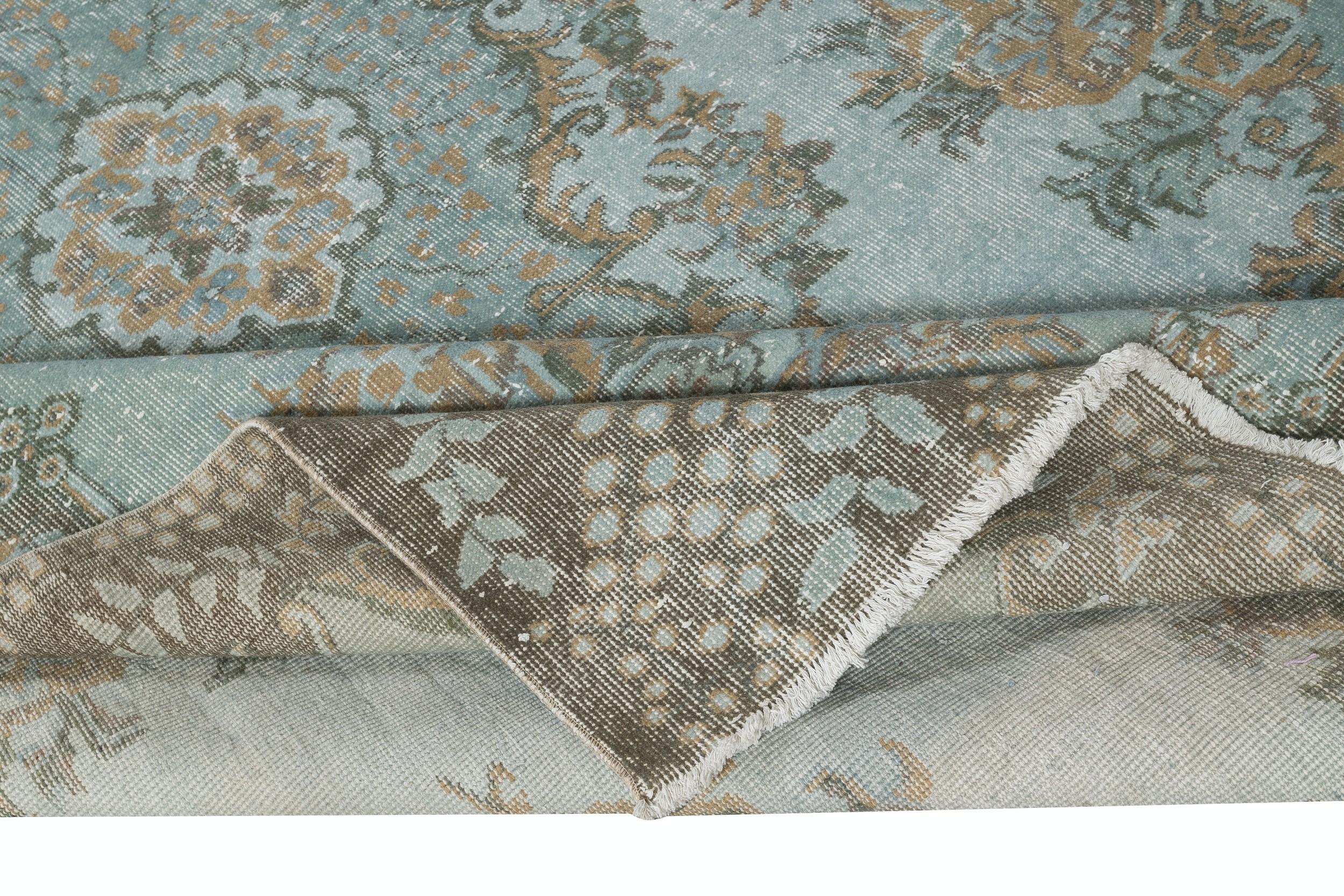 6.8x10.4 Ft Handgeknüpfter hellblauer Teppich, Medaillon-Design, türkischer Teppich (Moderne) im Angebot