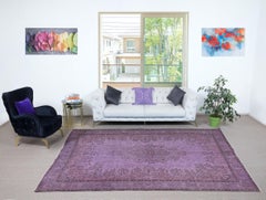 6.8x10.4 Ft Purple Color Handmade Large Area Rug, Contemporary Turkish Carpet