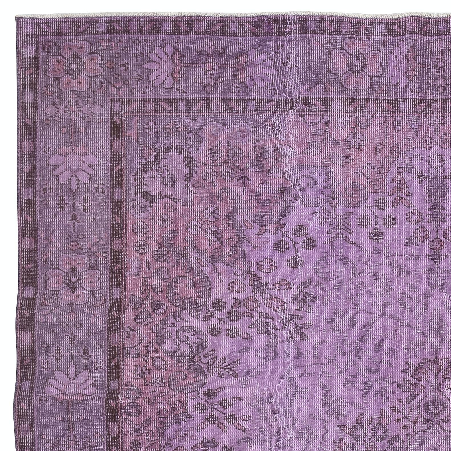 Hand-Knotted 6.8x10.4 Ft Purple Color Handmade Large Area Rug, Contemporary Turkish Carpet For Sale